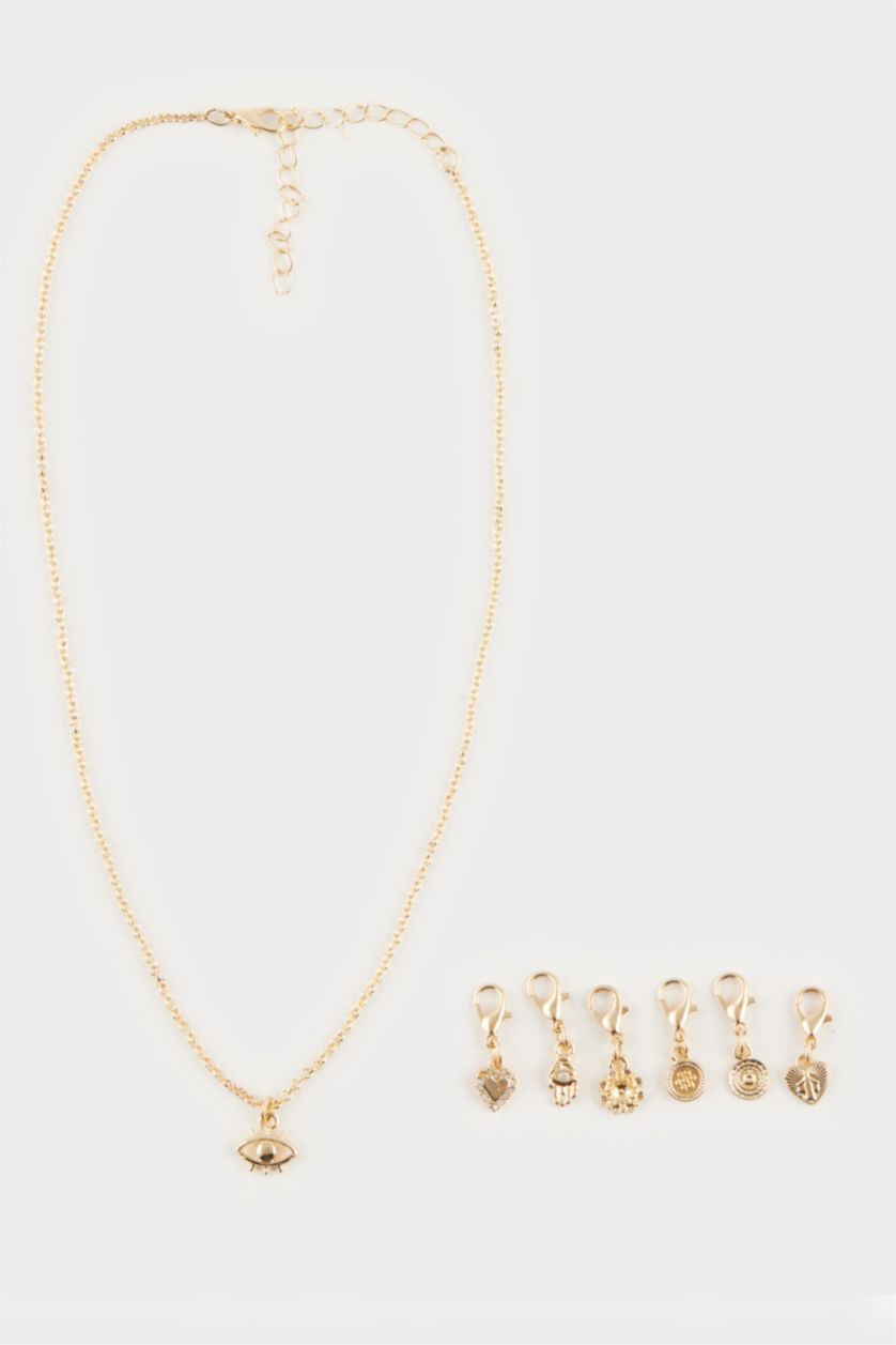 Kadın Altın Kadın Gold Detaylı Değiştirilebilir Uçlu Charm Kolye