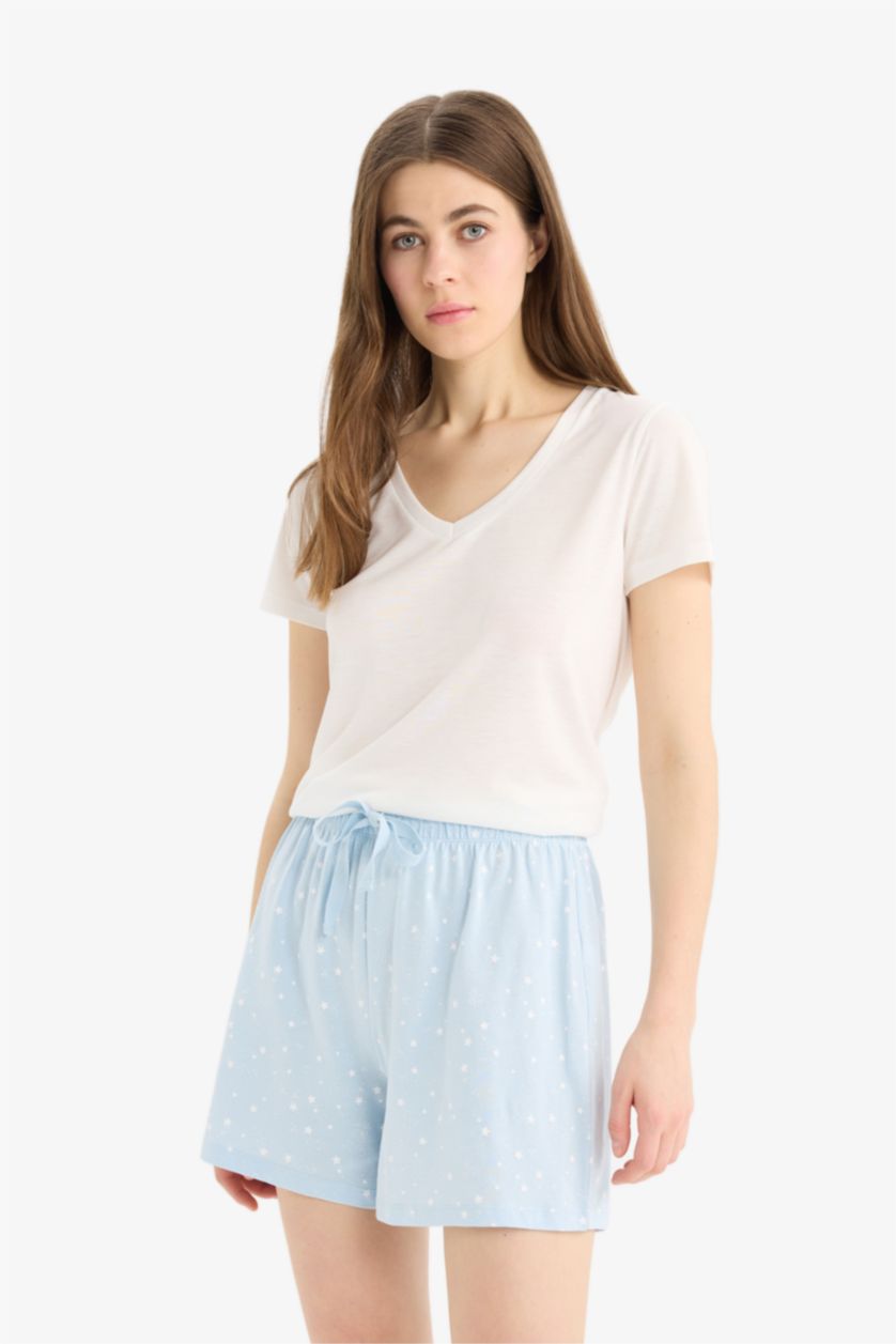 نساء أزرق فاتح شورت بيجاما قصة عادية بخصر مطاطي من Fall in Love