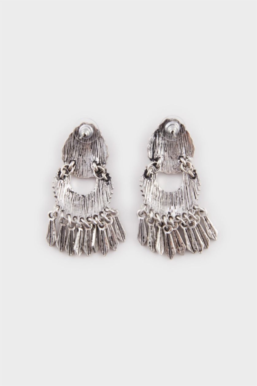 Kadın Antik Gümüş Kadın Mavi Taşlı Sallantılı Küpe