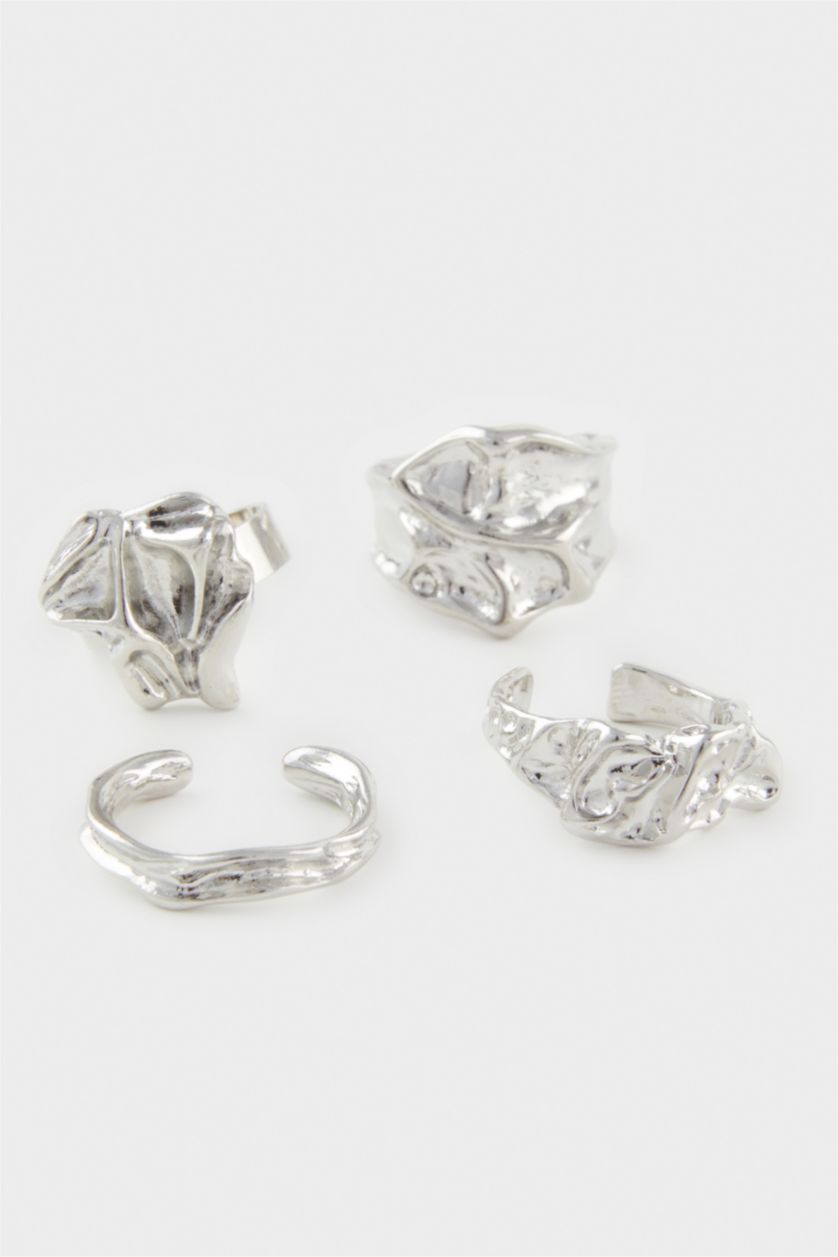 WOMAN Antıque Sılver Woman 4 Piece Silver Rings