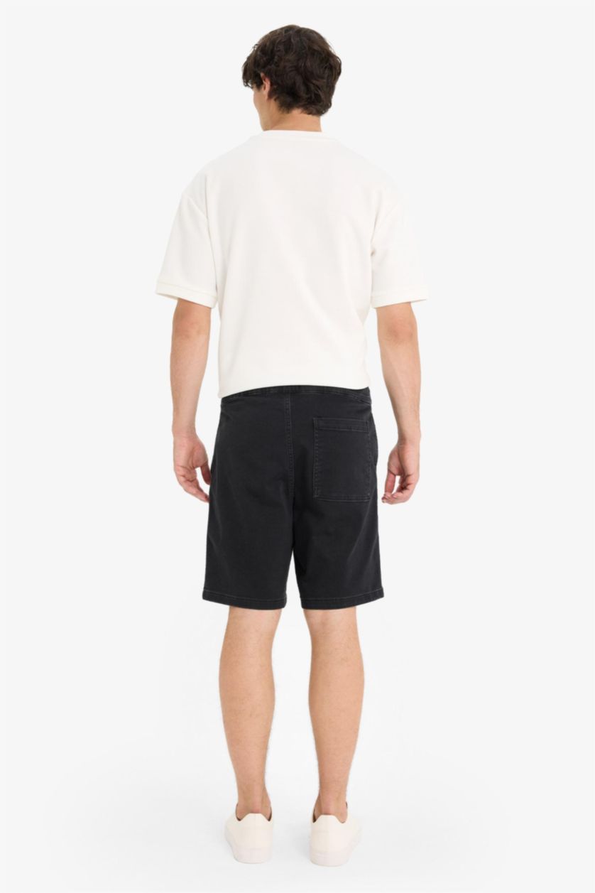 Man Anthracite Regular Fit Elastic Waist Relaxed Fit Denim Shorts