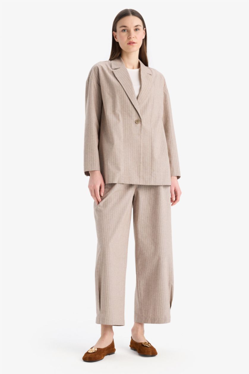 WOMAN Light Stone Harem Linen Blended Trousers