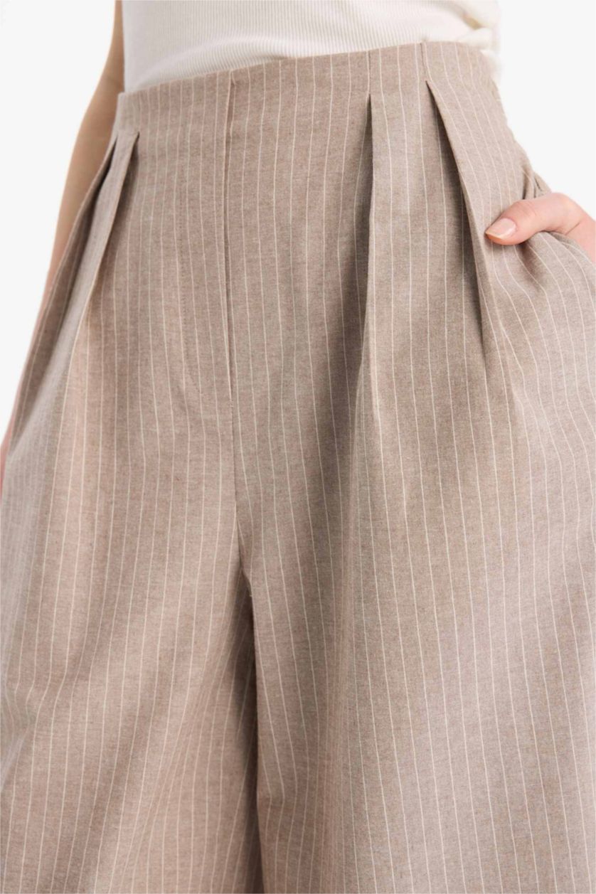 WOMAN Light Stone Harem Striped Linen Blend Trousers