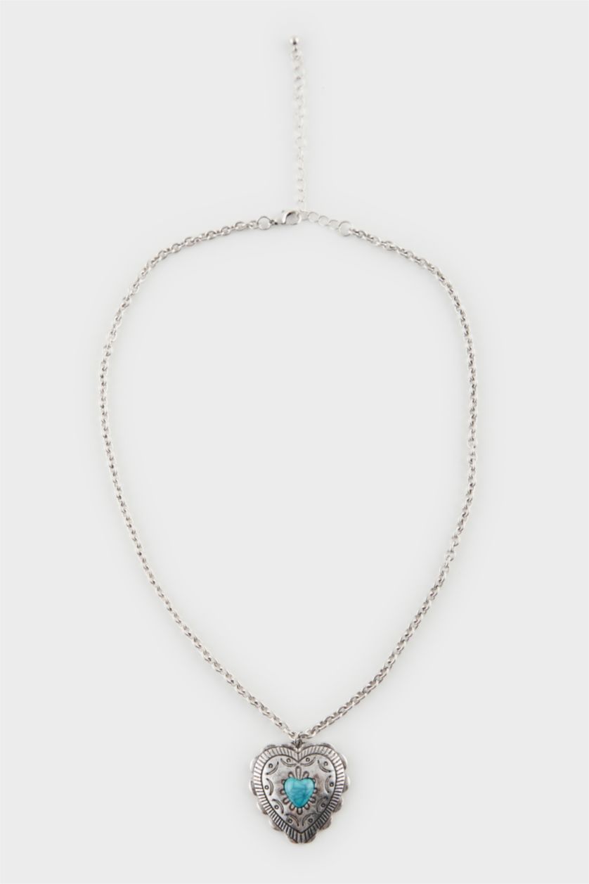 نساء Antik Gümüş سلسلة فضية نسائية بحجر أزرق