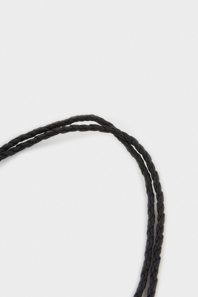 WOMAN Altın Woman Black Rope Blue Stone Necklace