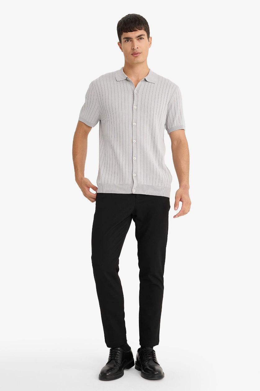 MAN Grey Standard Fit Polo Collar Knitwear Polo T-Shirt