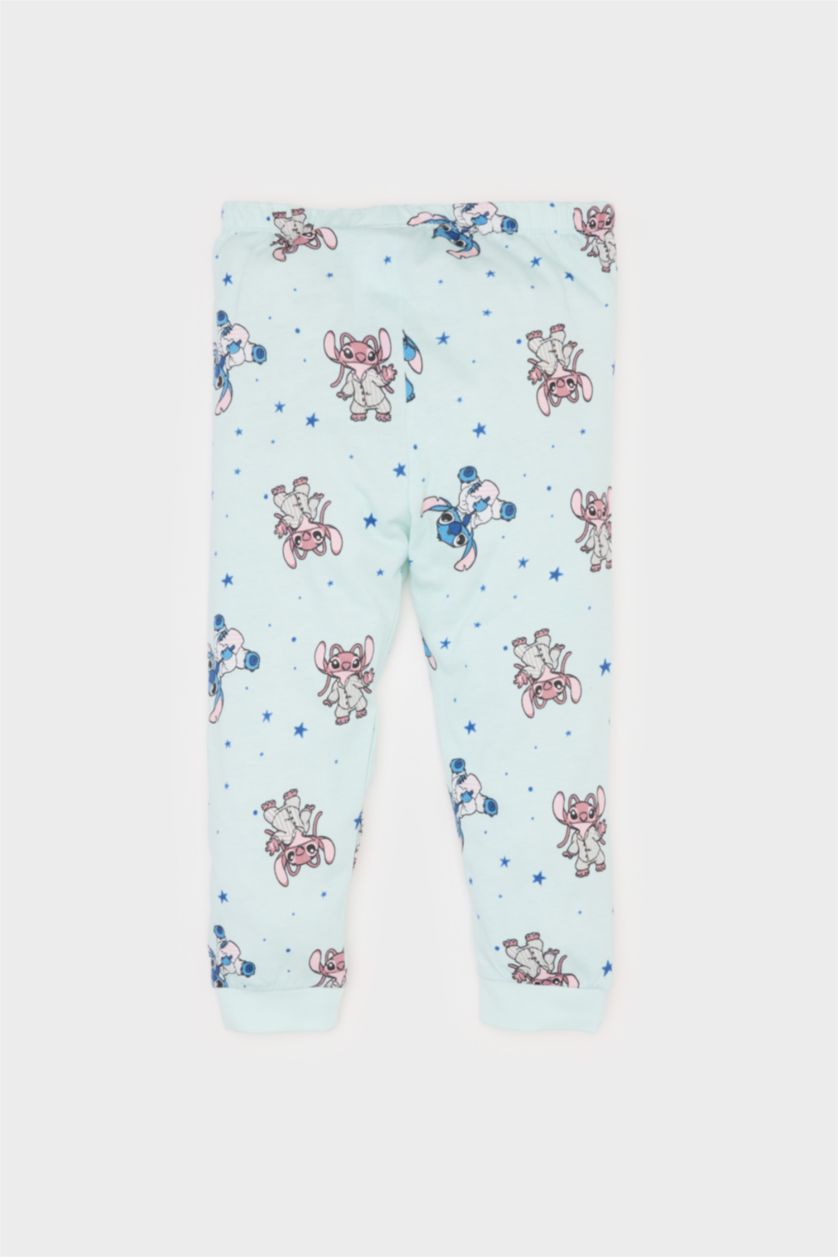 Baby Girl Light Blue Baby Girl Disney Lilo & Stitch Cotton Top Bottom 2 Piece Pajama Set