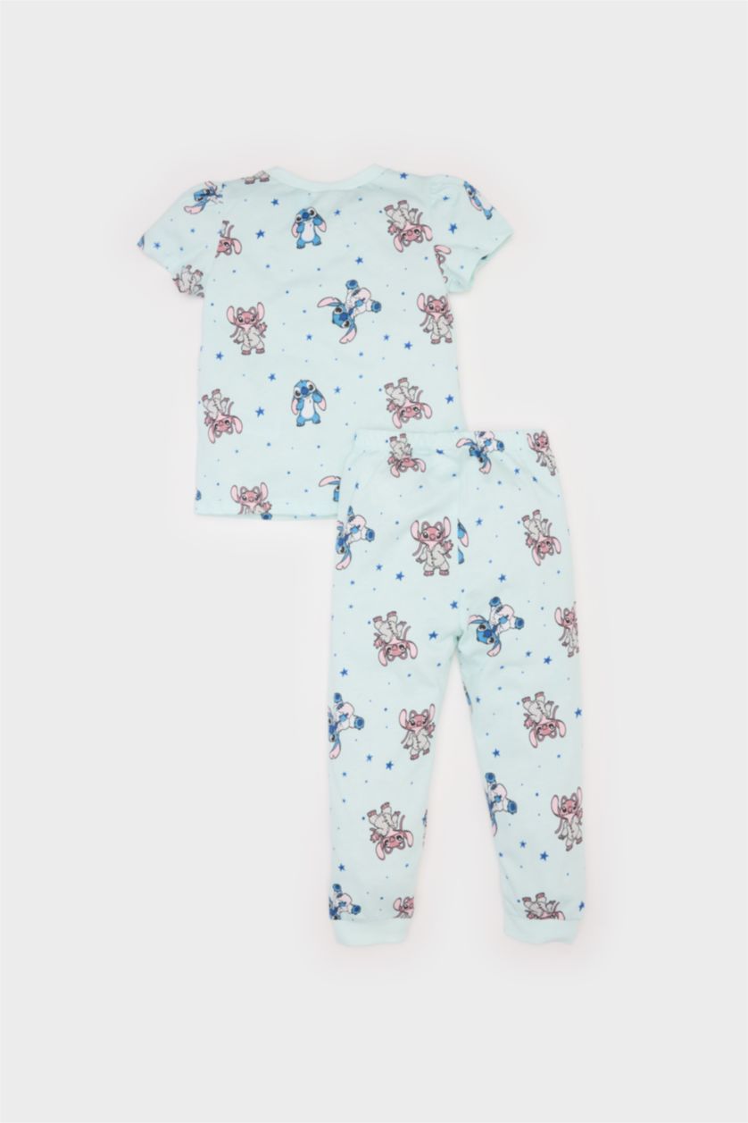 Baby Girl Light Blue Baby Girl Disney Lilo & Stitch Cotton Top Bottom 2 Piece Pajama Set