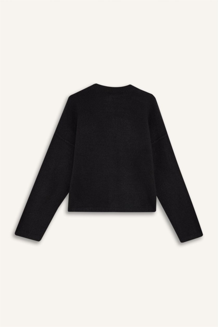 Женщины Серый меланж Кардиган Regular Fit с круглым вырезом