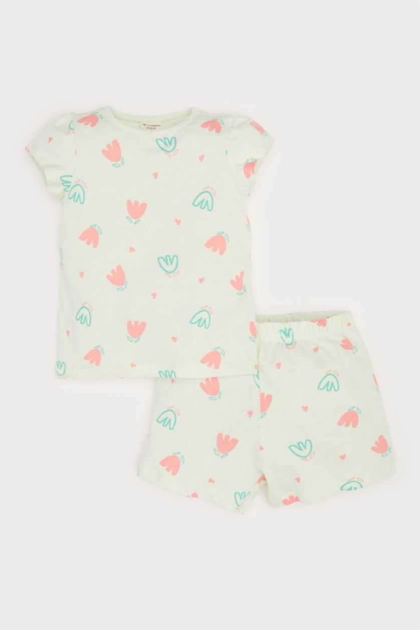 BÉBÉ FILLE Turquoise Ensemble Pyjama fleuri T-shirt et Short pour bébé fille