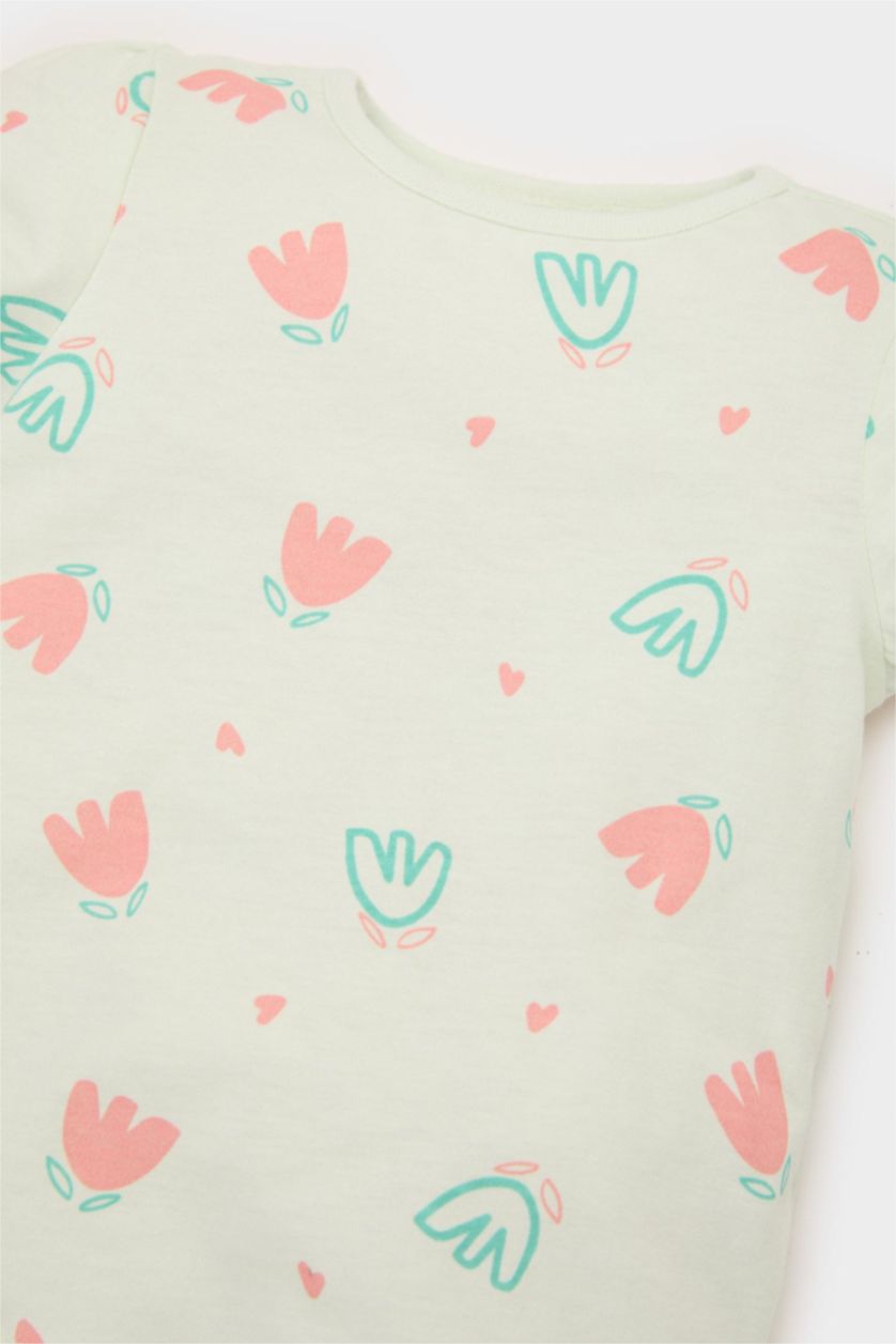 BÉBÉ FILLE Turquoise Ensemble Pyjama fleuri T-shirt et Short pour bébé fille