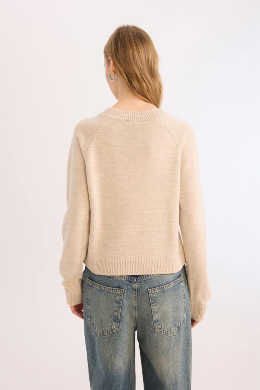 Kadın Bej Basıc Triko Kazak