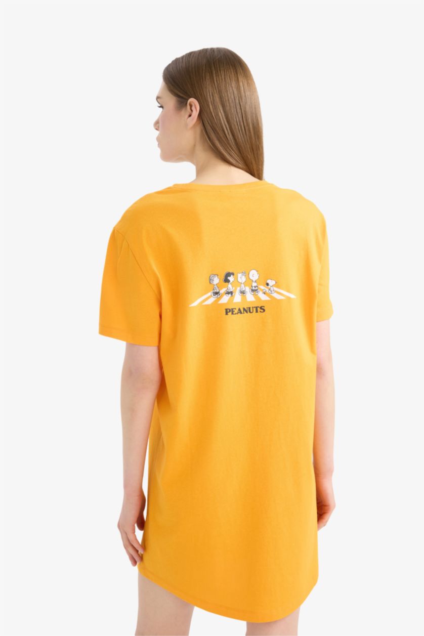 FEMME Orange Robe Pyjama à col rond et manches courtes Snoopy - Fall in Love