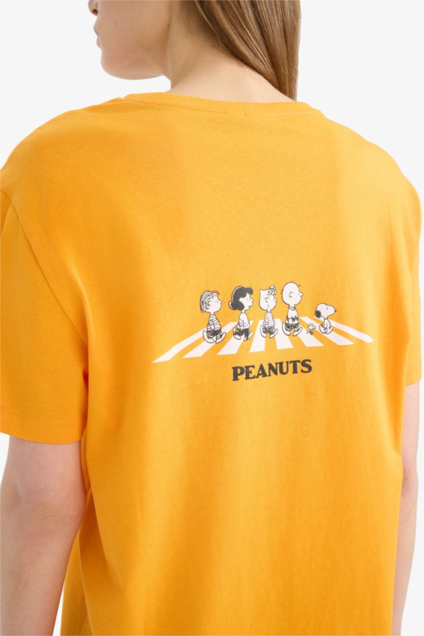 FEMME Orange Robe Pyjama à col rond et manches courtes Snoopy - Fall in Love