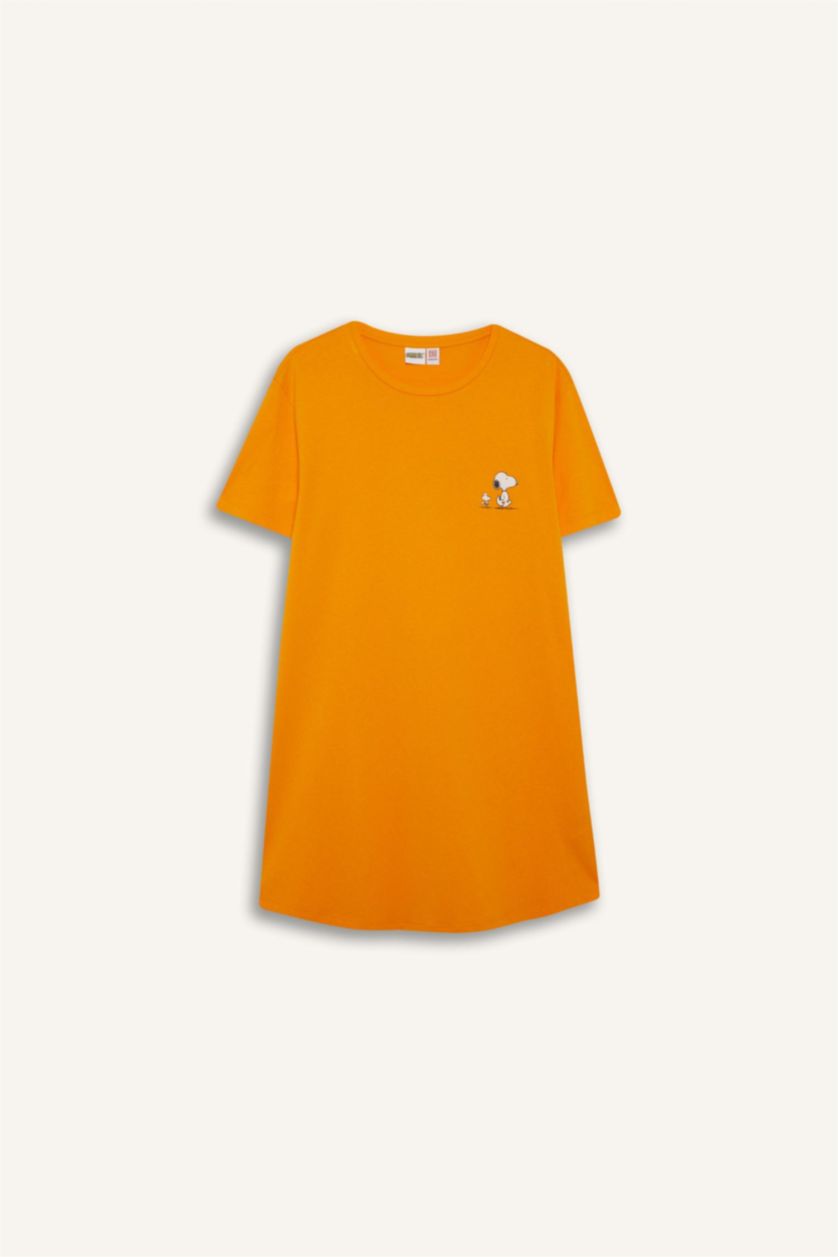 FEMME Orange Robe Pyjama à col rond et manches courtes Snoopy - Fall in Love