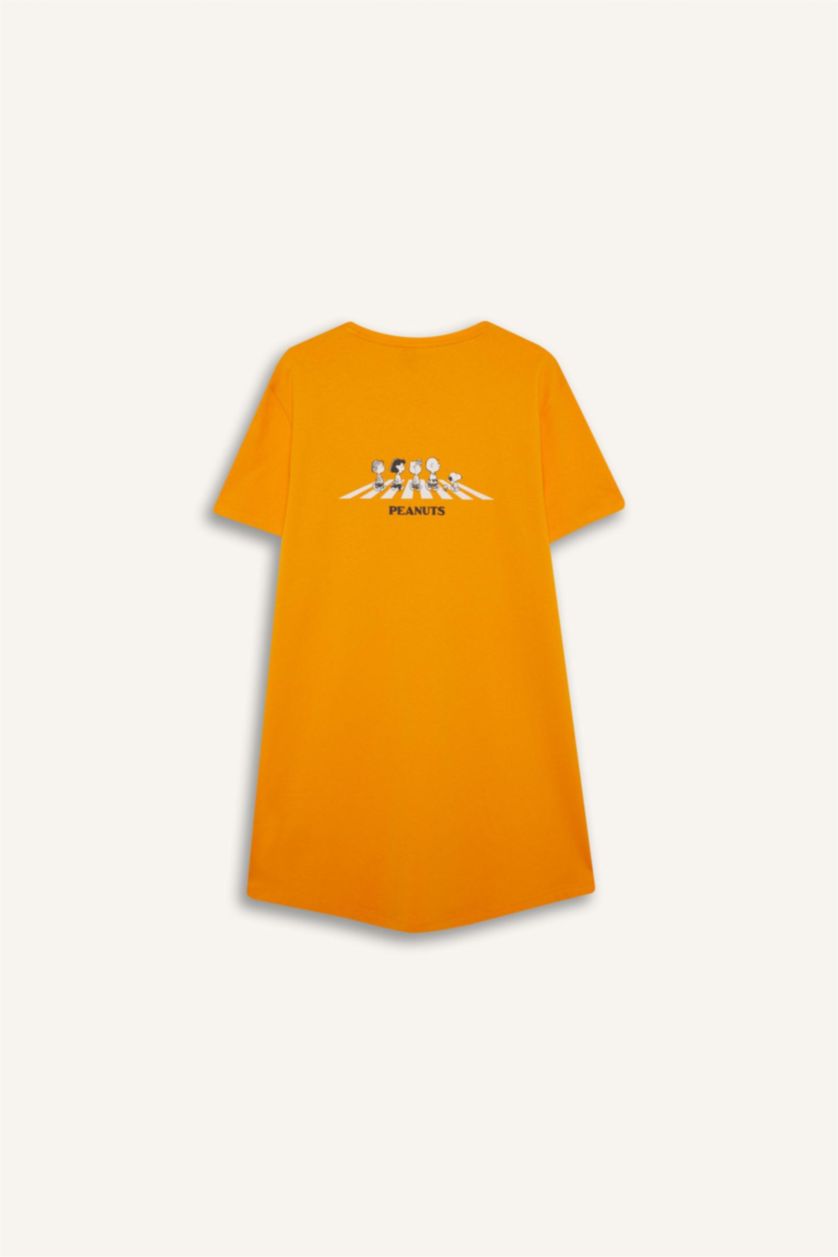 FEMME Orange Robe Pyjama à col rond et manches courtes Snoopy - Fall in Love