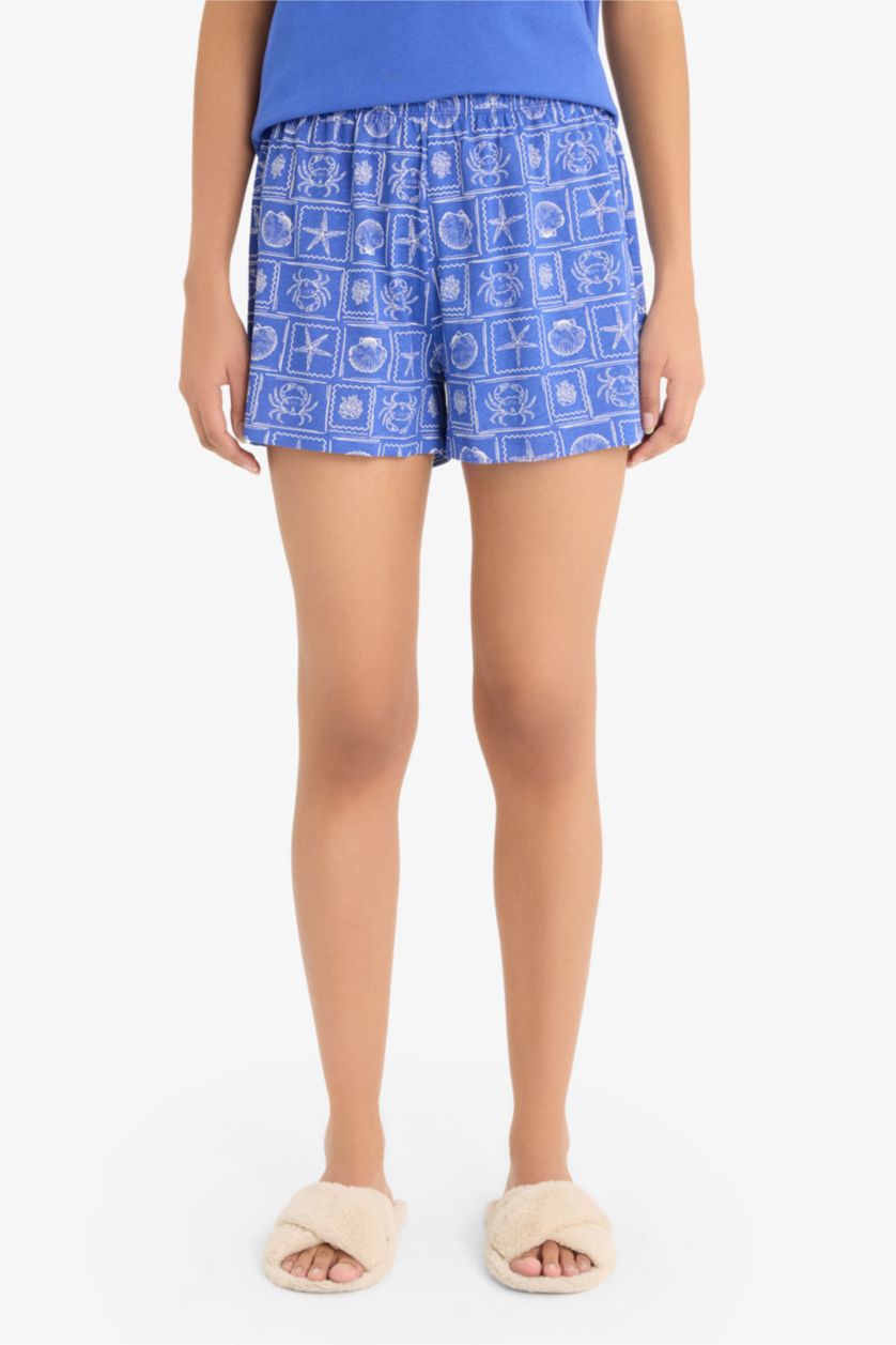 نساء أزرق فاقع سيت بجامة قصة عادية تيشيرت كت و شورت من Fall in Love - قطعتين