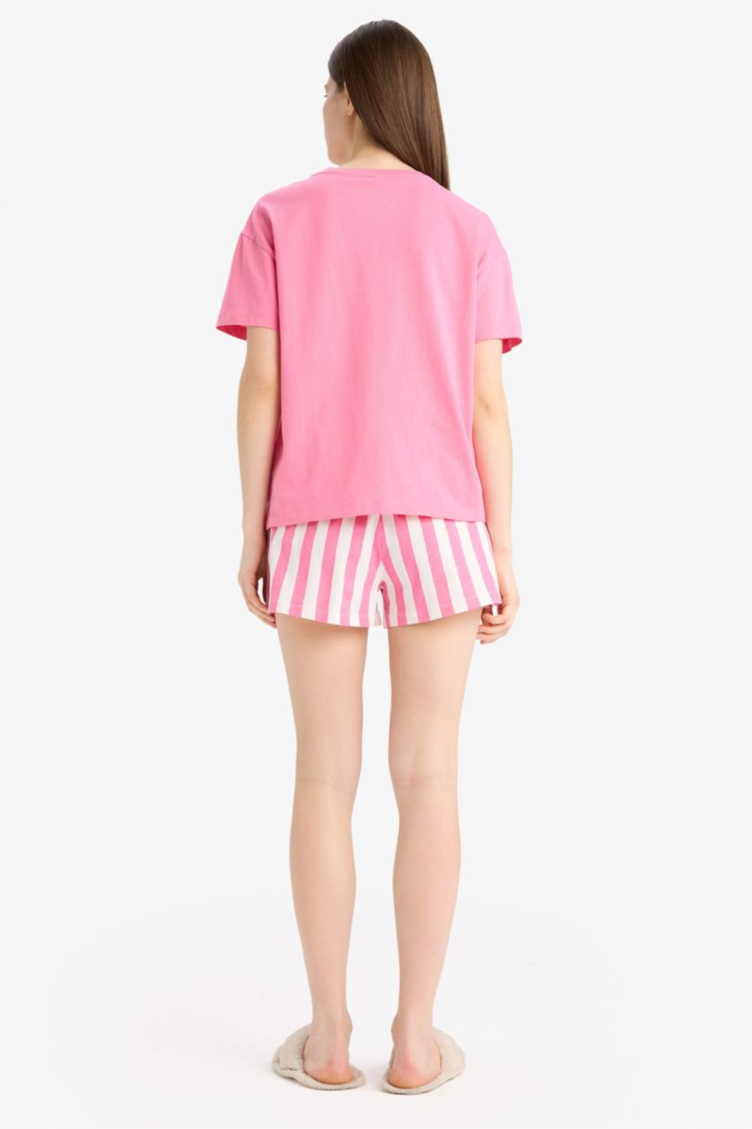 نساء زهري سيت بجامة قصة عادية تيشيرت نص كم و شورت من Fall in Love - قطعتين