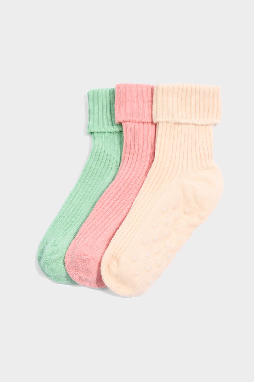 Baby Girl Yumuşak Baby Girl Non-Slip Sole 3 Piece Cotton Long Socks