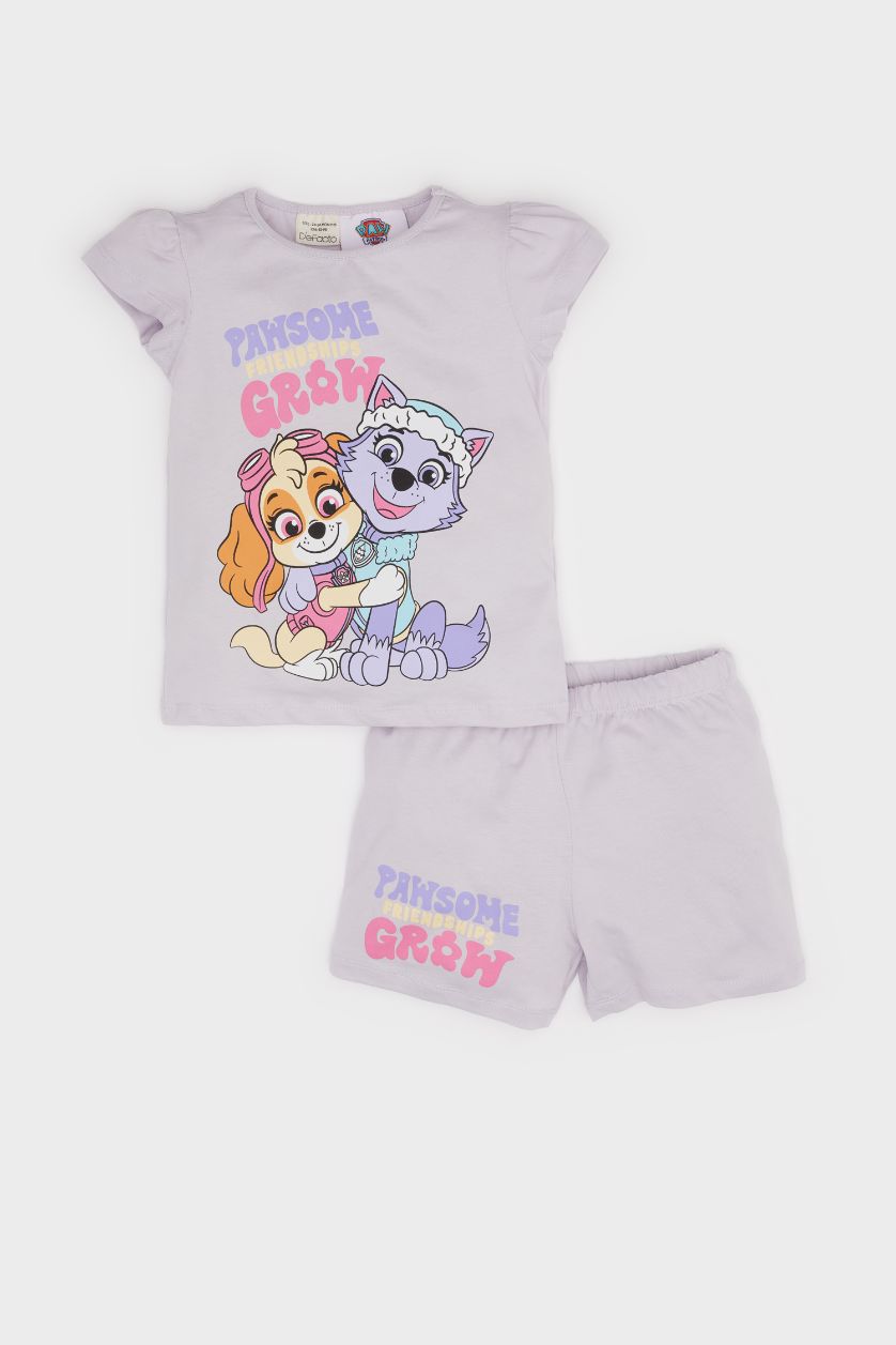 Kız Bebek Açık Lila %100 Pamuklu Paw Patrol Beli Lastikli Pijama Takımı Kız Bebek