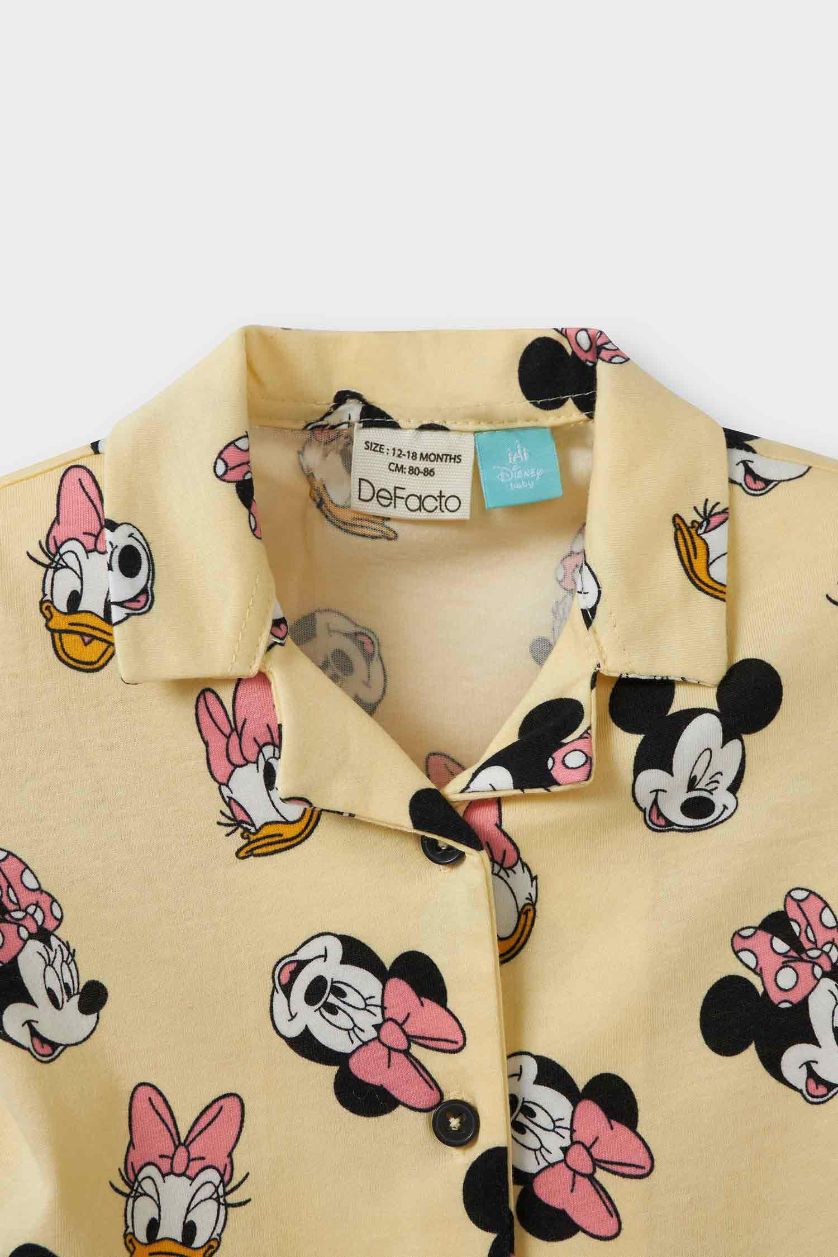 BÉBÉ FILLE Jaune Clair Ensemble Pyjama Mickey & Minnie T-shirt et Short pour bébé fille