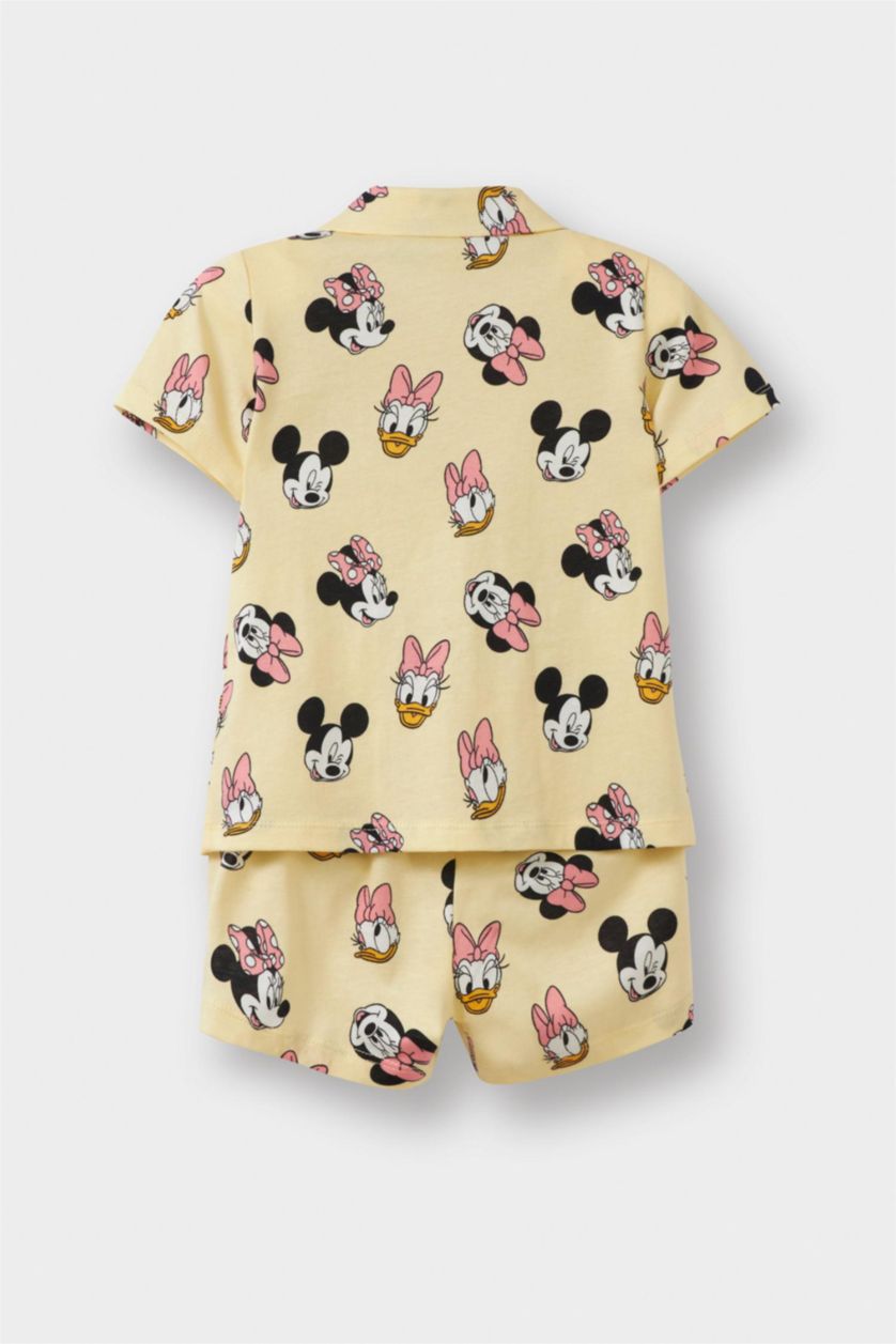 BÉBÉ FILLE Jaune Clair Ensemble Pyjama Mickey & Minnie T-shirt et Short pour bébé fille