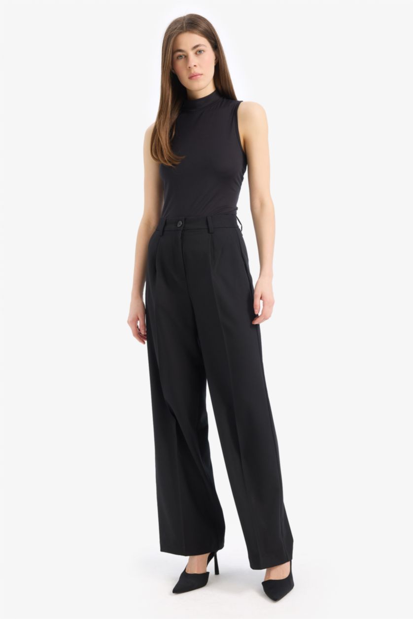 حريمي أسود بلوزة كت هاي كول سليم فيت