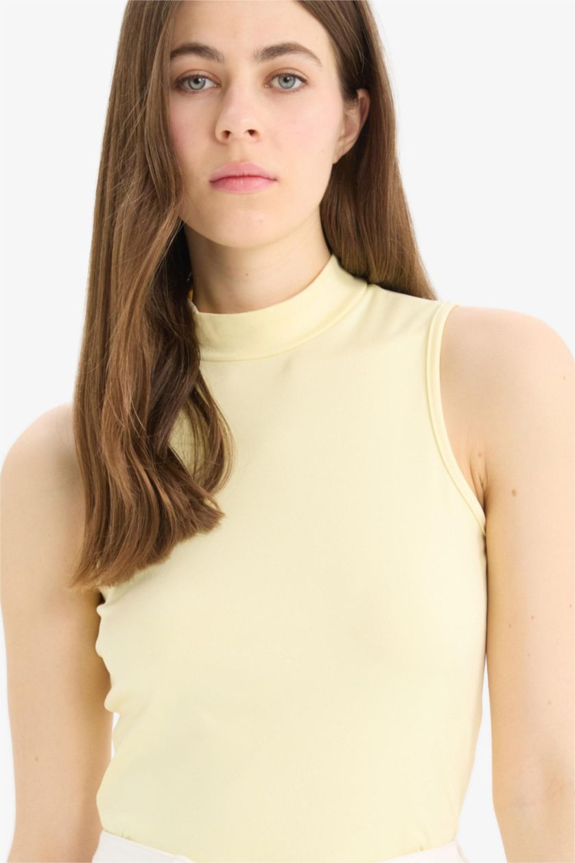 FEMME Jaune Clair Débardeur slim à col montant