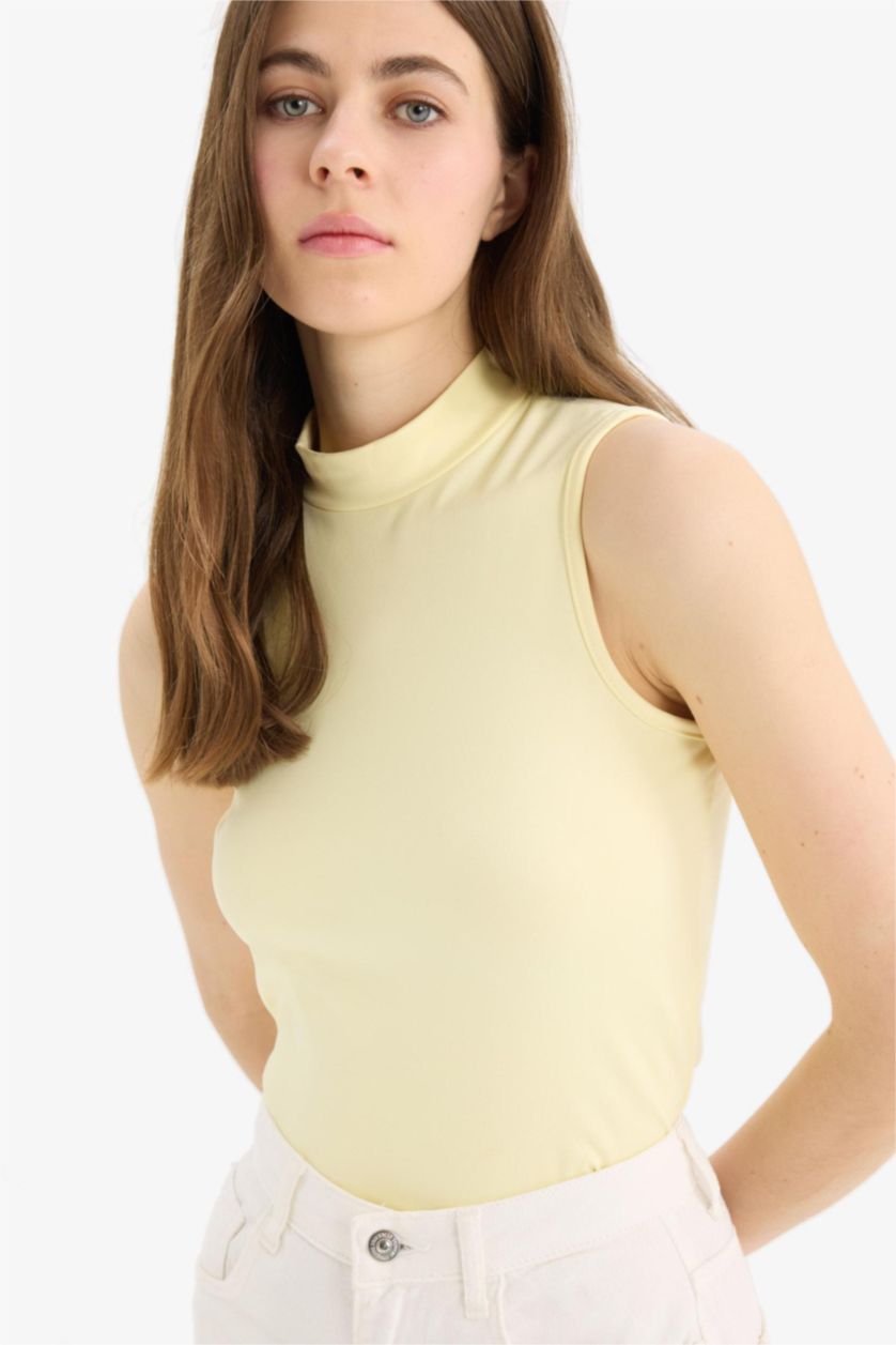 FEMME Jaune Clair Débardeur slim à col montant