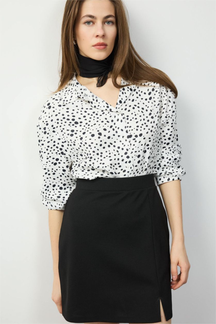 Женщины Бежевый Рубашка стандартного кроя с узором