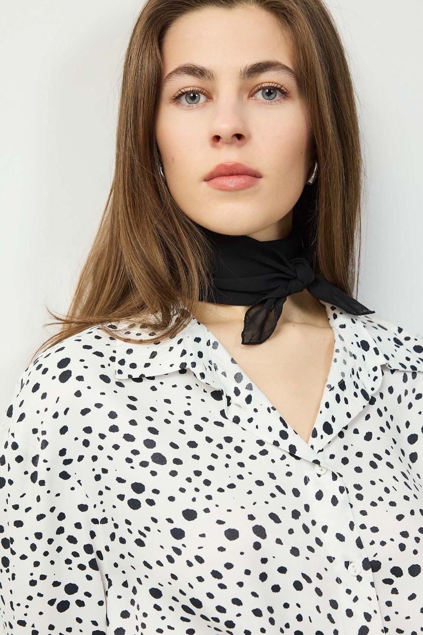 Женщины Бежевый Рубашка стандартного кроя с узором