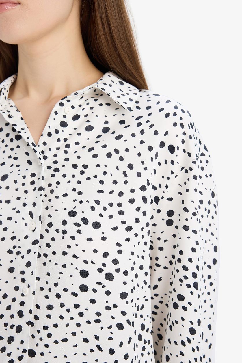 Женщины Бежевый Рубашка стандартного кроя с узором