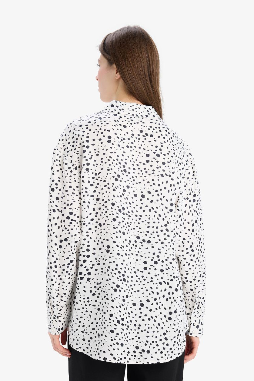 Женщины Бежевый Рубашка стандартного кроя с узором