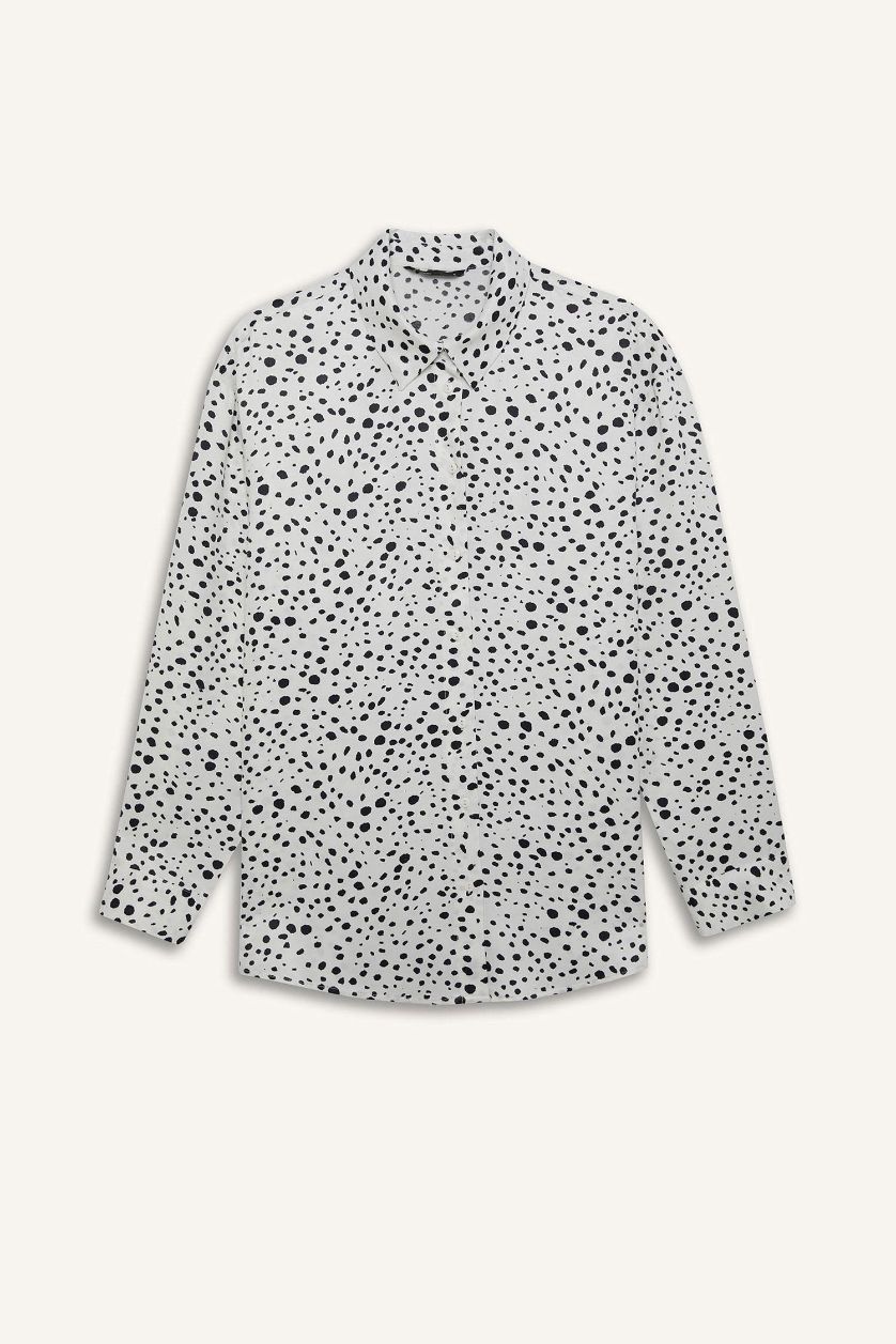 Женщины Бежевый Рубашка стандартного кроя с узором