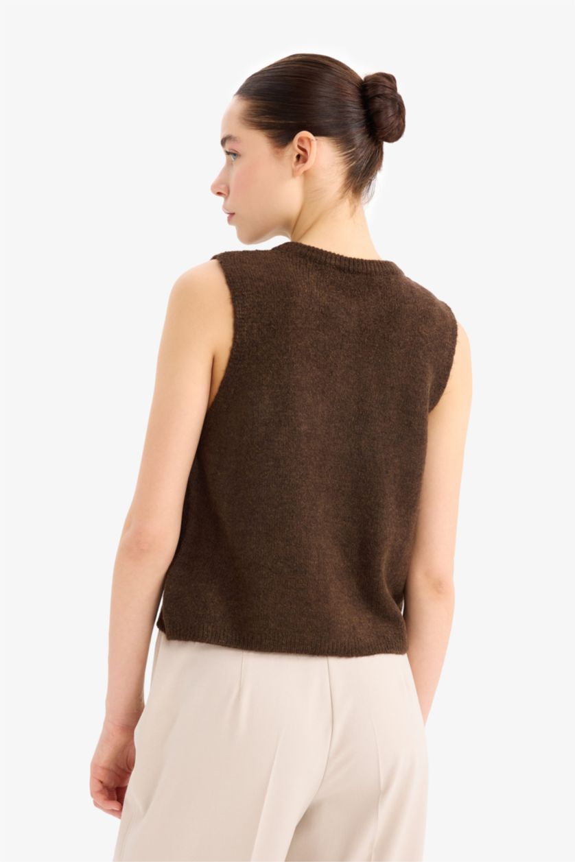 WOMAN Brown Regular Fit Crew Neck