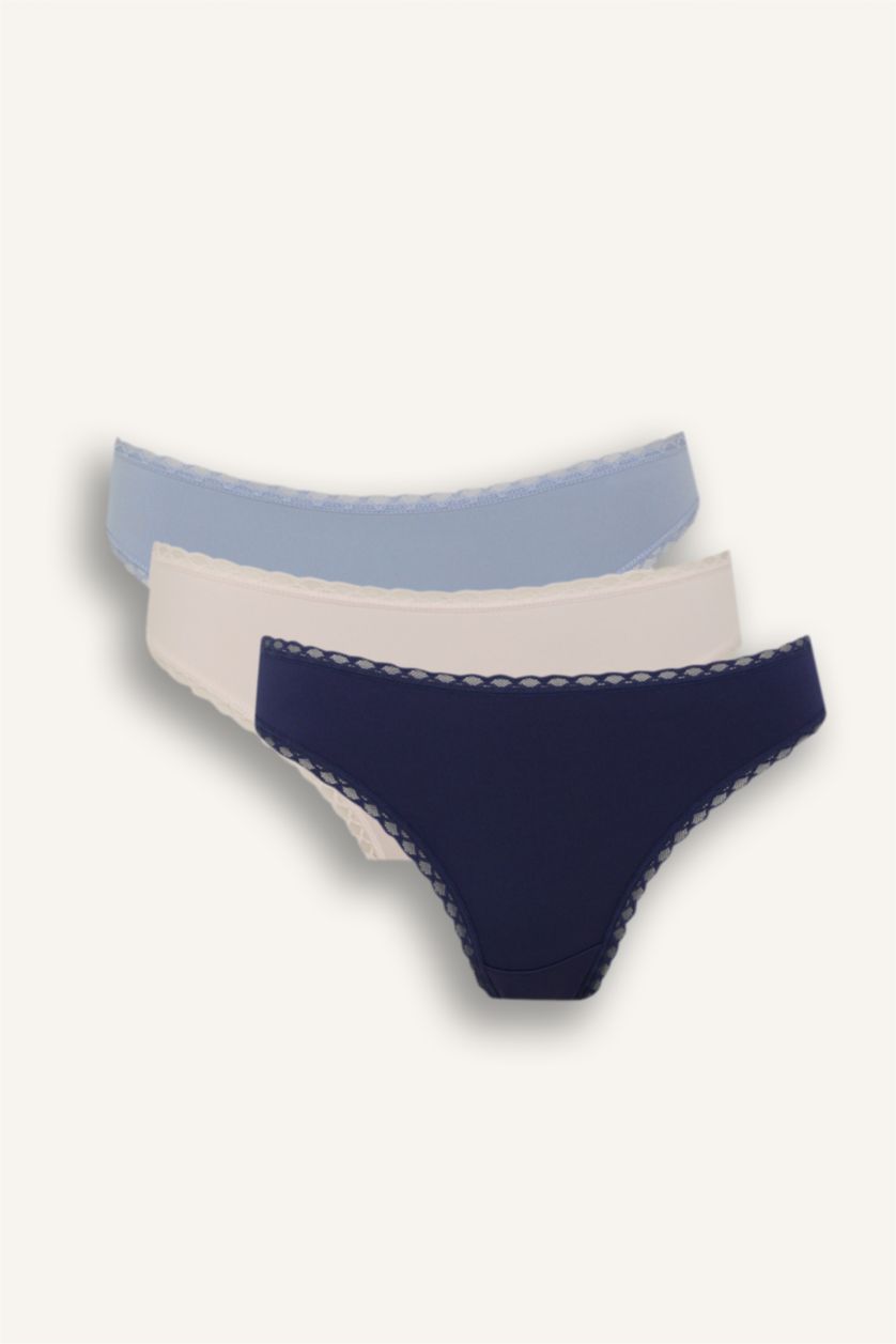 FEMME Bleu Lot de 3 culottes slips avec dentelle