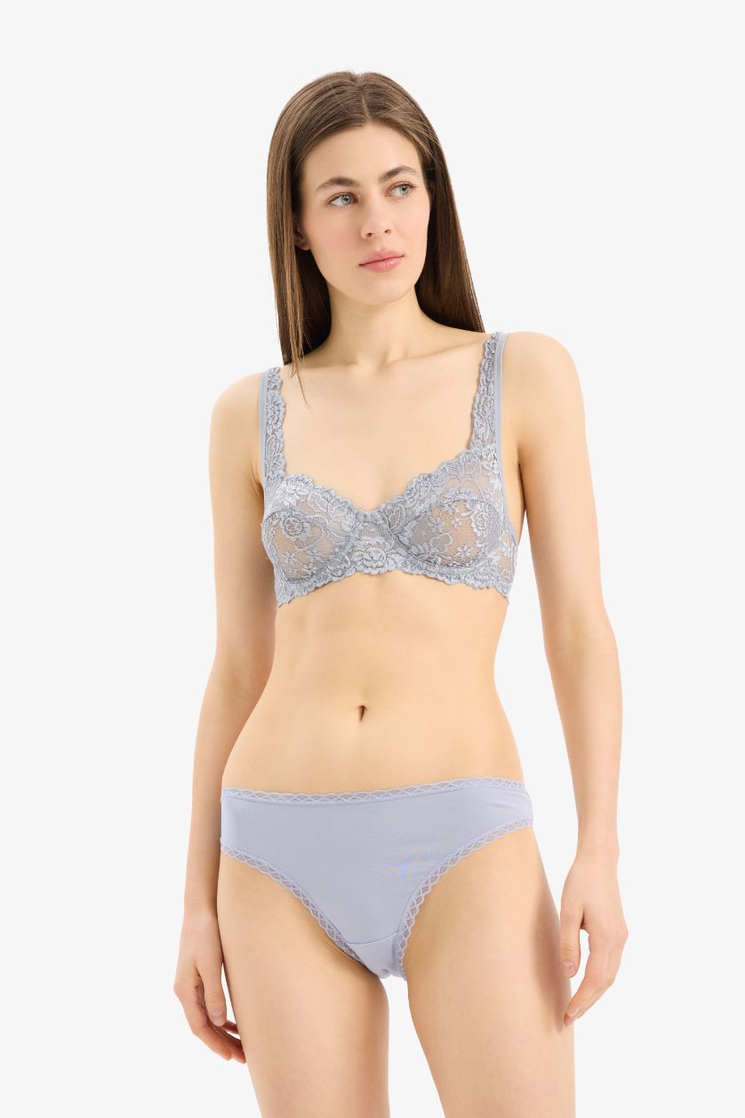 FEMME Bleu Lot de 3 culottes slips avec dentelle