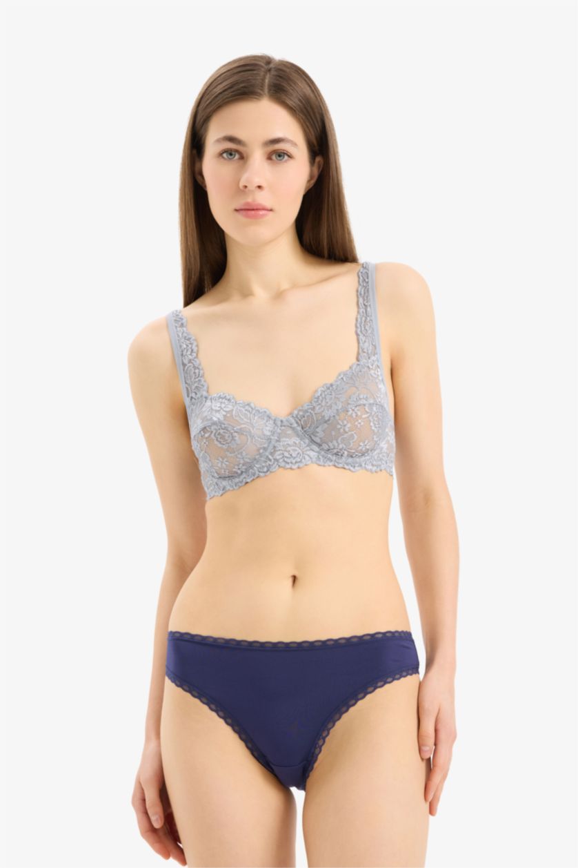 FEMME Bleu Lot de 3 culottes slips avec dentelle