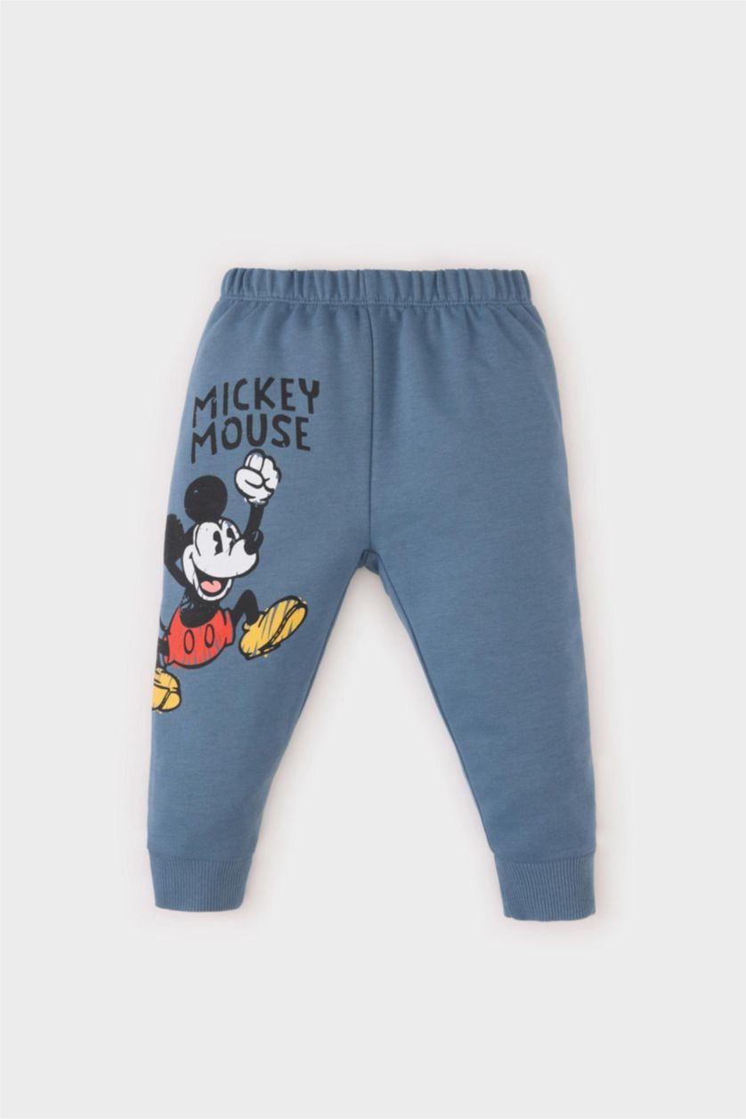BABY BOY Light Indigo Regular Fit Mickey & Minnie Licensed Elastic Band Trousers