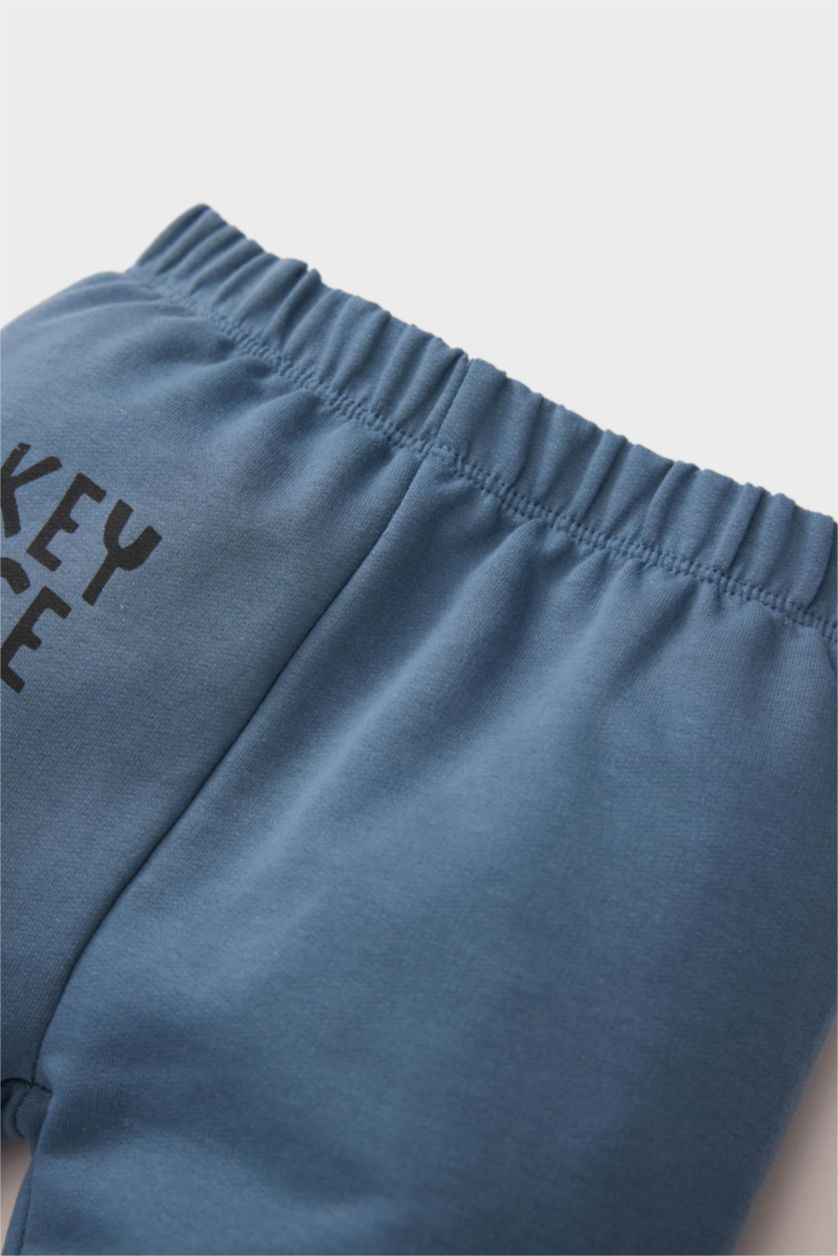 BABY BOY Light Indigo Regular Fit Mickey & Minnie Licensed Elastic Band Trousers