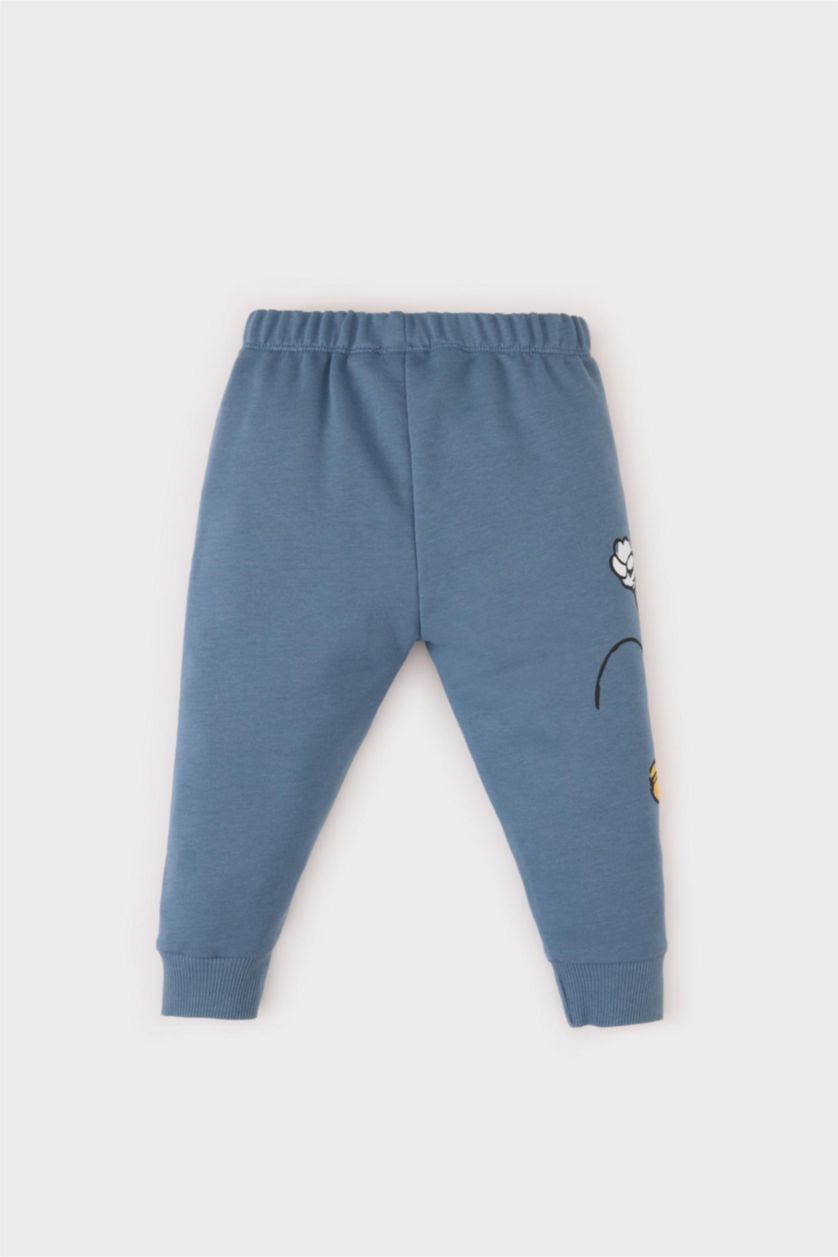 BABY BOY Light Indigo Regular Fit Mickey & Minnie Licensed Elastic Band Trousers