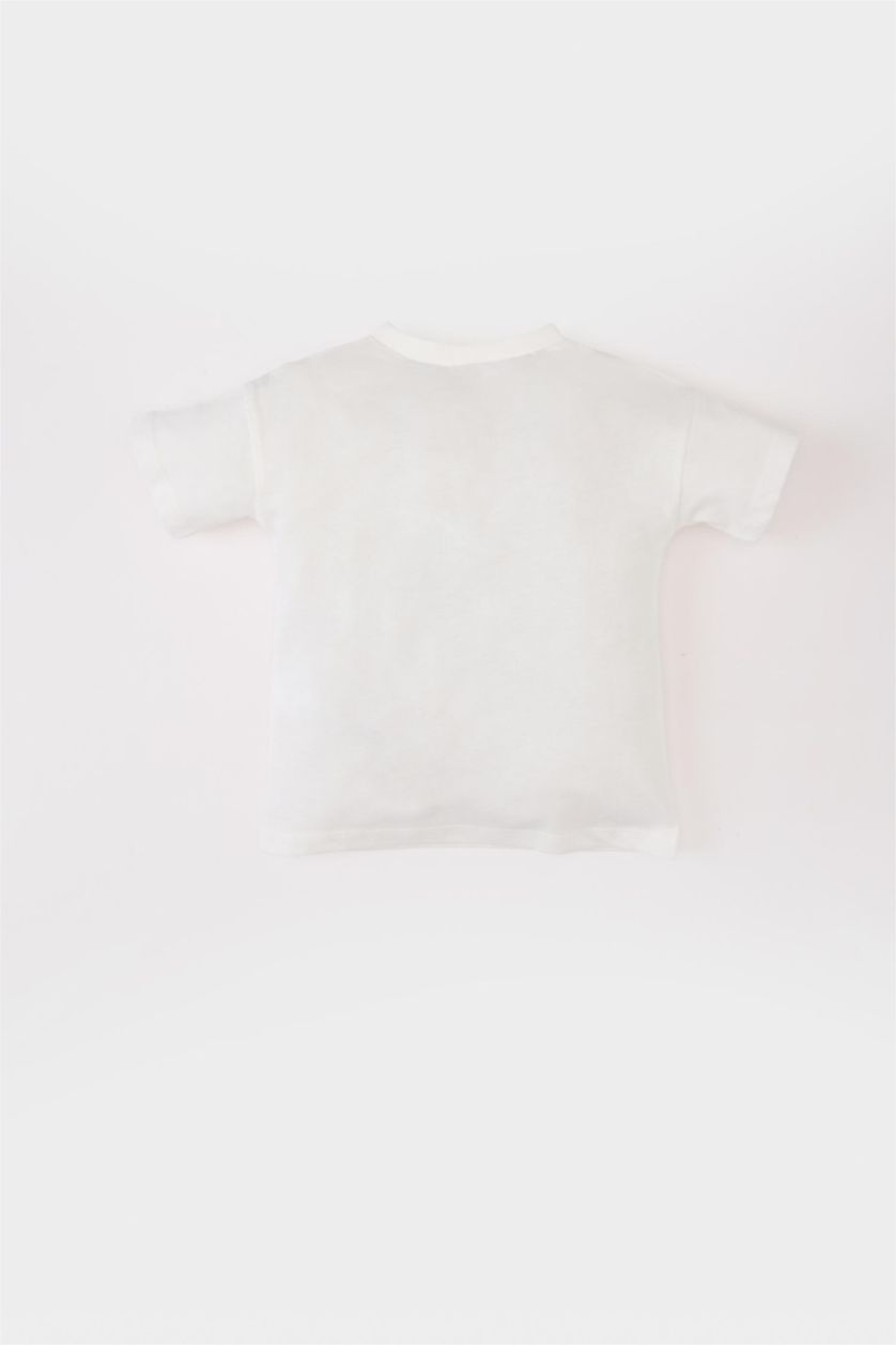 BABY BOY Ecru Baby Boy Hot Wheels Crew Neck Short Sleeve T-Shirt