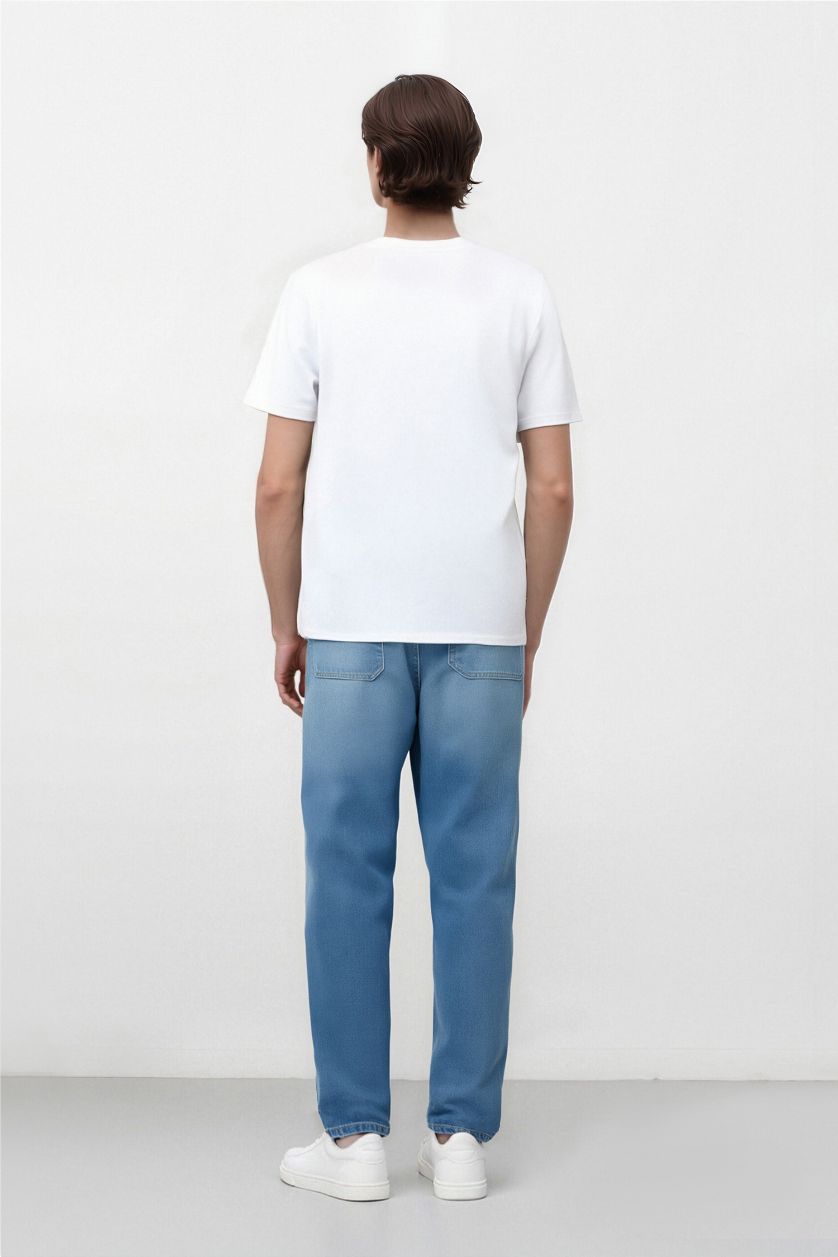 Man Blue Cotton Balloon Fit Loose Fit High Waist Jeans