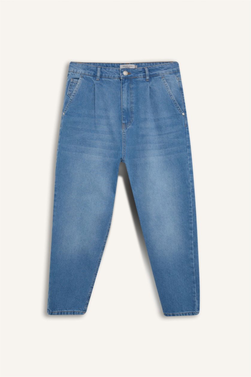 Man Blue Cotton Balloon Fit Loose Fit High Waist Jeans