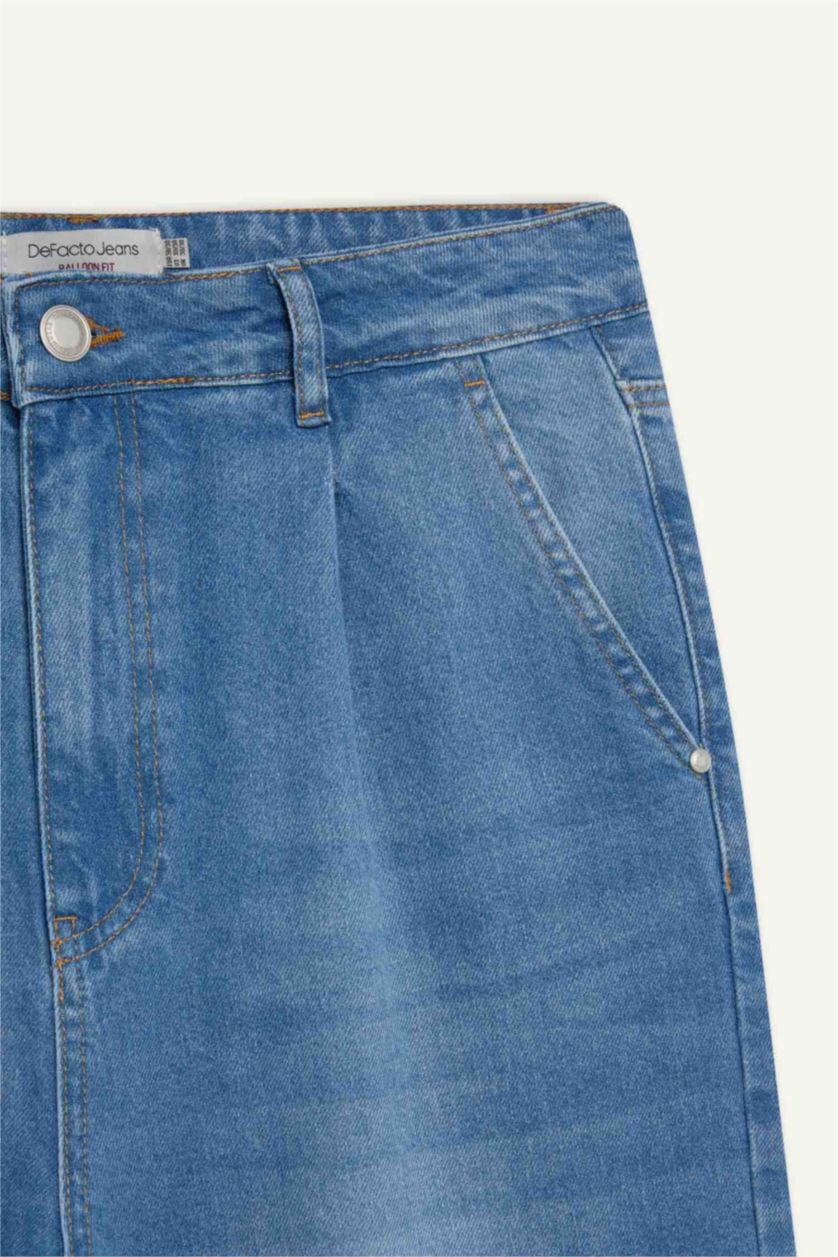 Man Blue Cotton Balloon Fit Loose Fit High Waist Jeans
