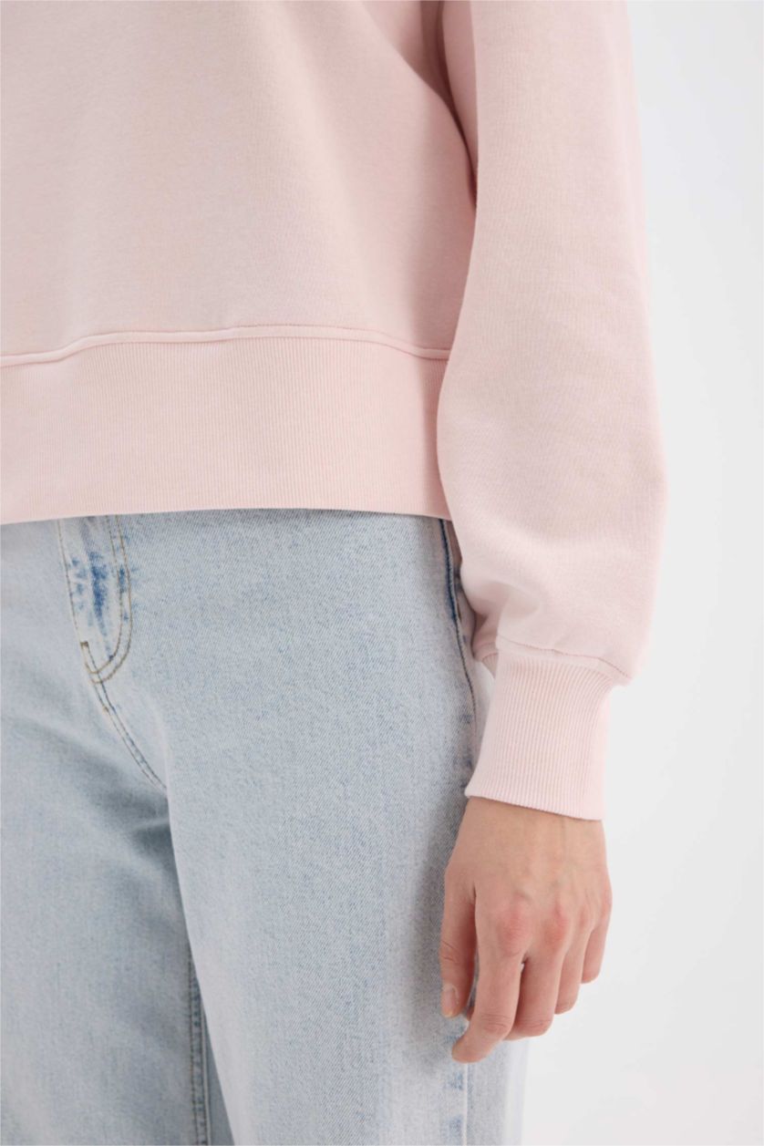 FEMME Rose Clair Sweatshirt Basique à col rond et Coupe Boxy