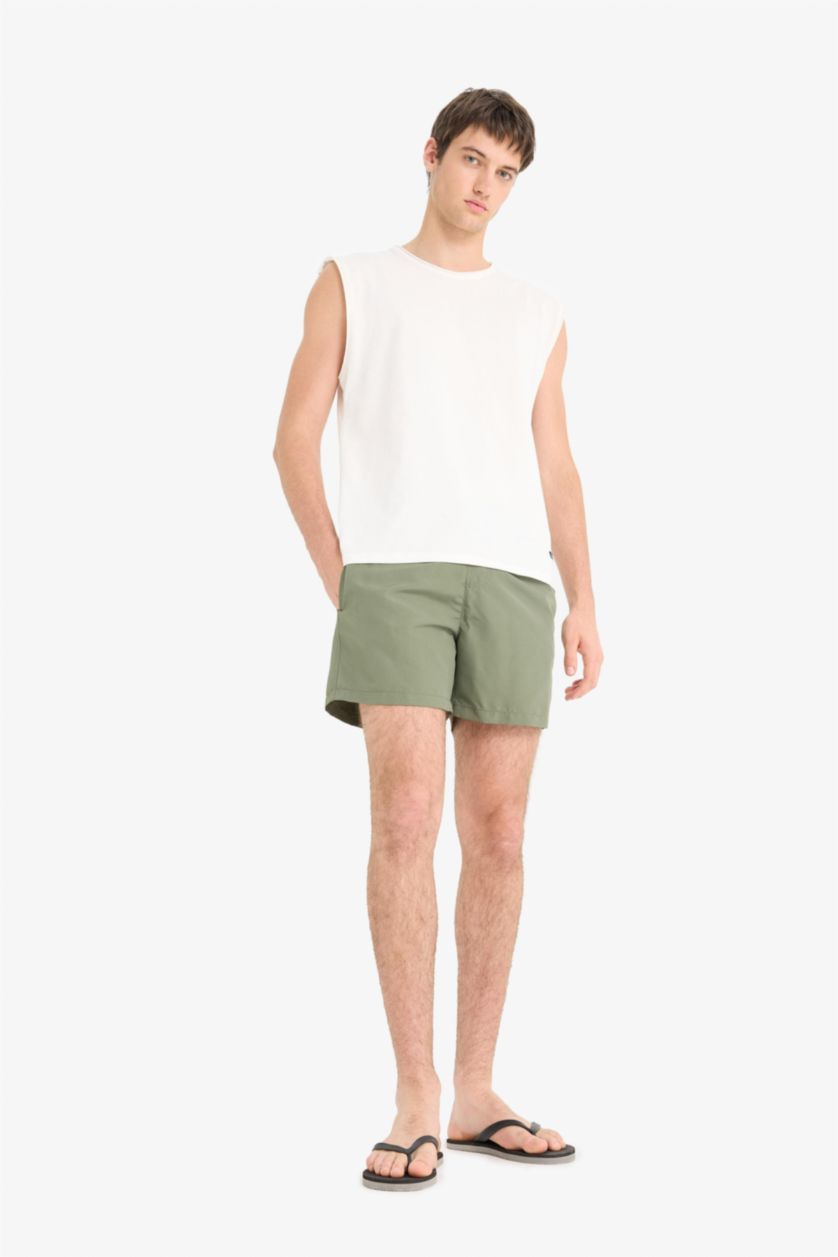MAN Light Khaki Regular Fit Swim Shorts