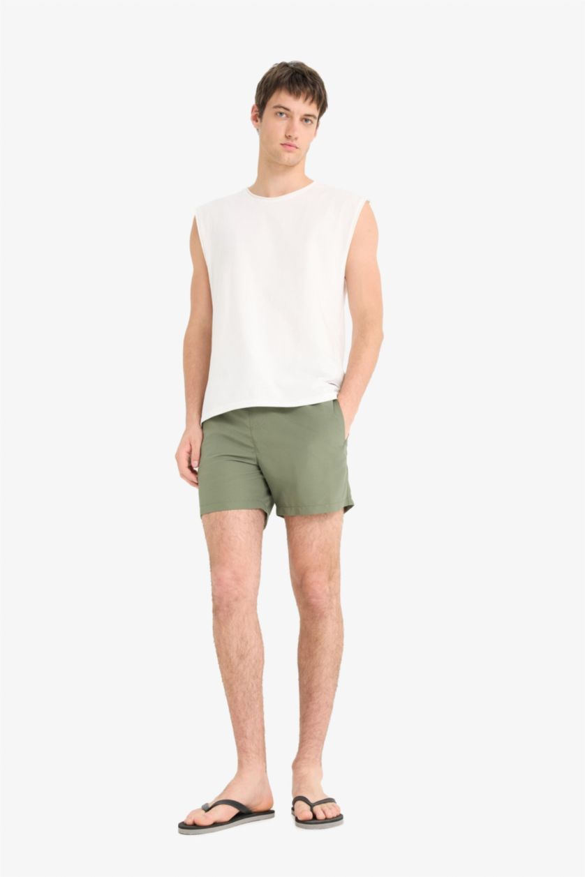 MAN Light Khaki Regular Fit Swim Shorts