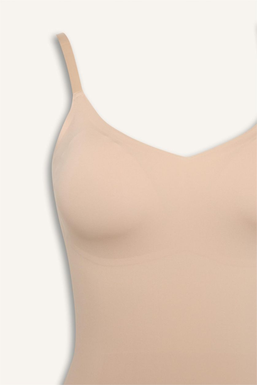 Kadın Bej Çıkarılabilir Pedli Ten Rengi Bodysuit Korse