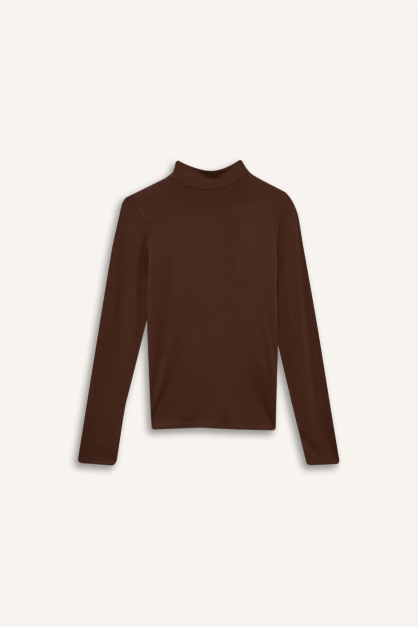 نساء بني Slim Fit Long Sleeve T-Shirt